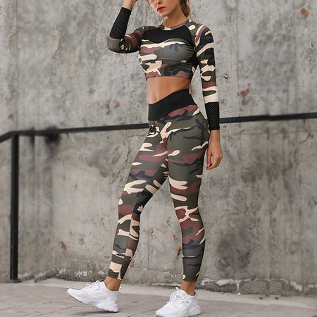 Ladies Camouflage Printed Yoga Suit