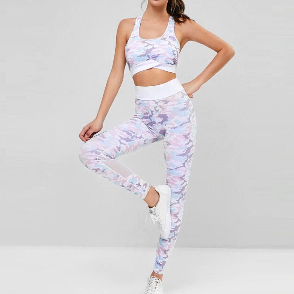 2PCS Camouflage Camo Yoga Set