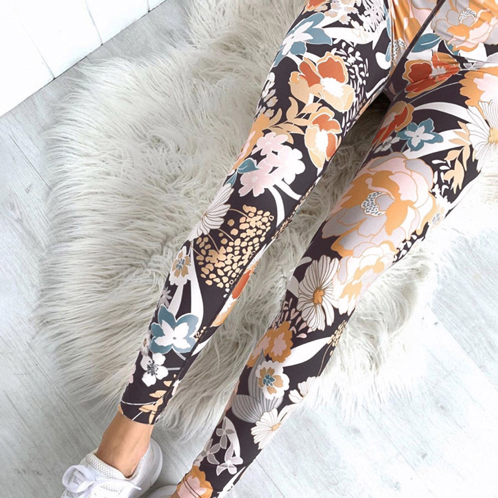 Women Backless Print Yoga Set