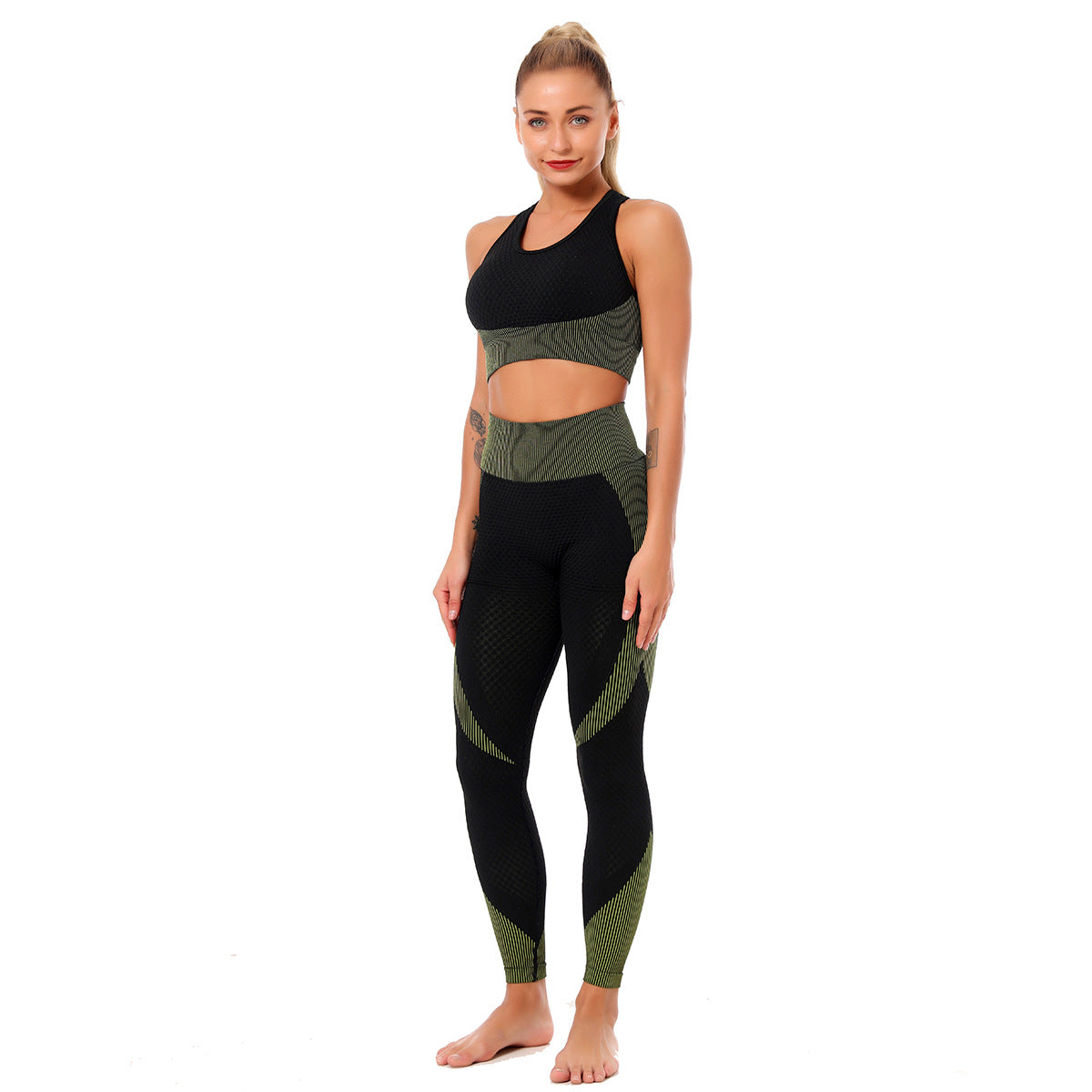 Women Long Sleeve Yoga Set Patchwork