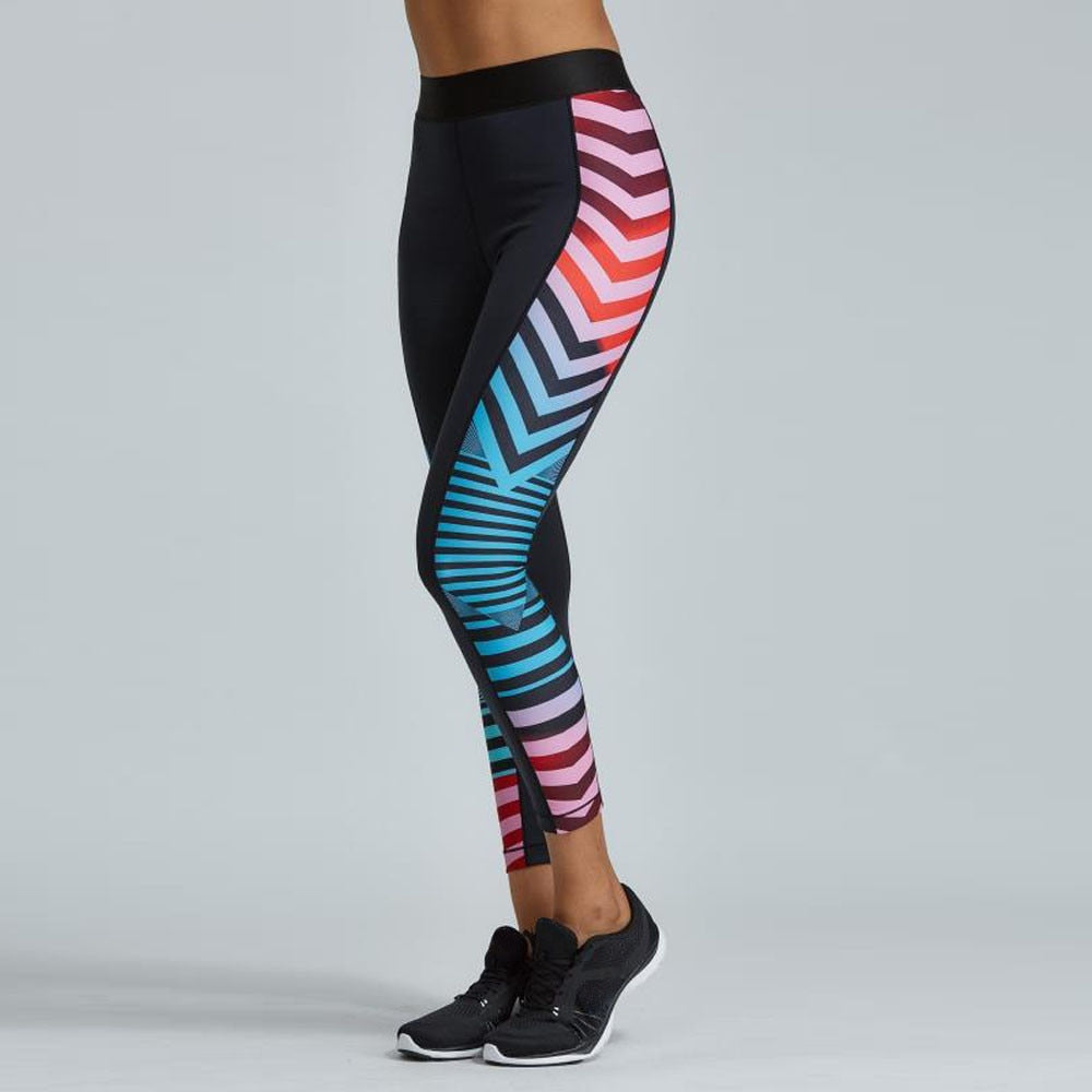 Color stripe Stitching Hollow Sports Leggings