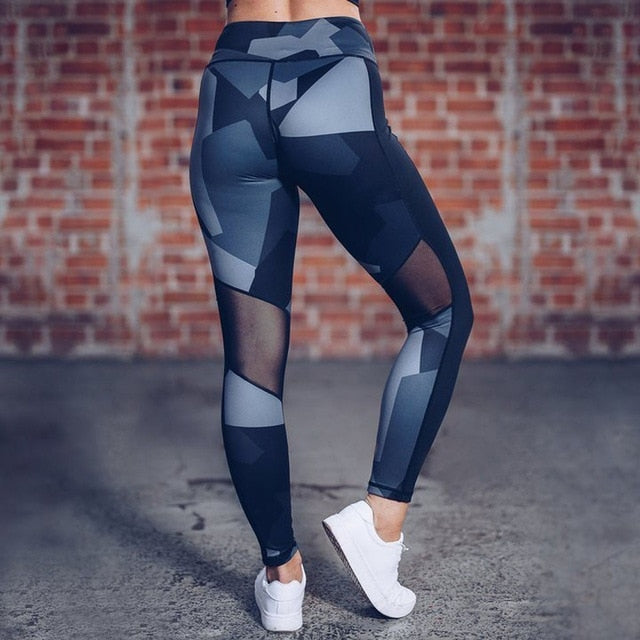 Color stripe Stitching Hollow Sports Leggings