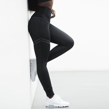 Color stripe Stitching Hollow Sports Leggings