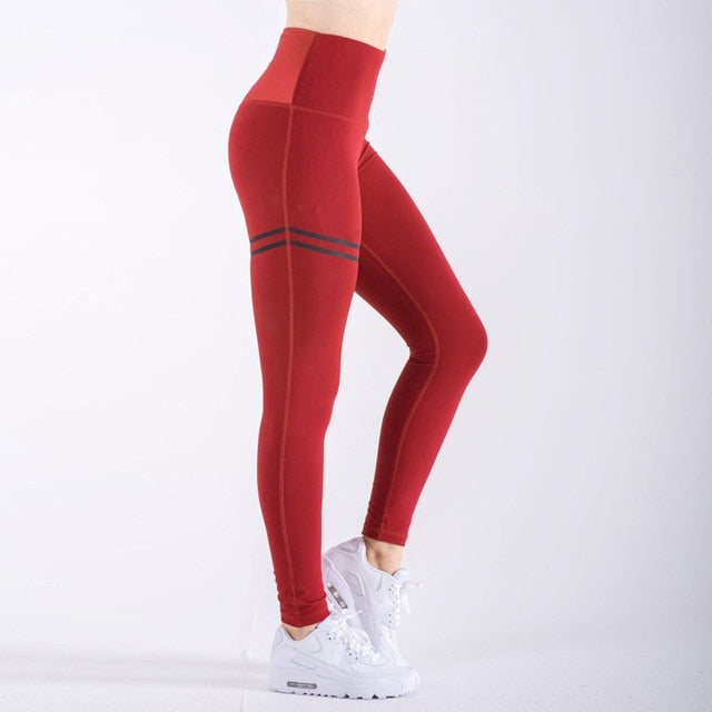 Color stripe Stitching Hollow Sports Leggings