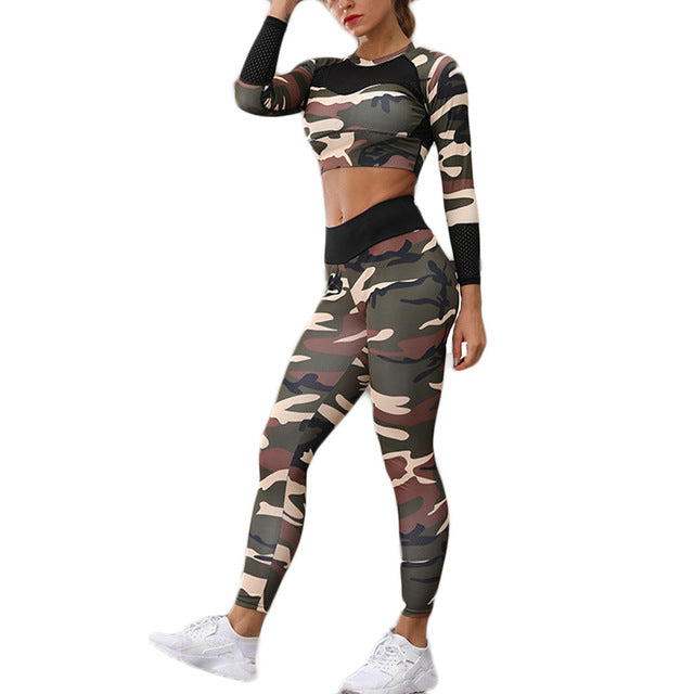 Ladies Camouflage Printed Yoga Suit
