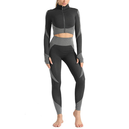 Women Long Sleeve Yoga Set Patchwork