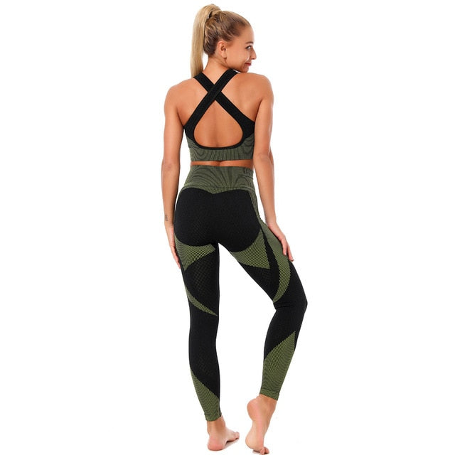 Women Long Sleeve Yoga Set Patchwork