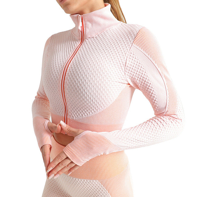Women Long Sleeve Yoga Set Patchwork